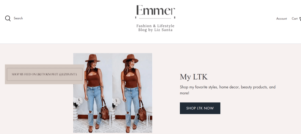 a lifestyle blog Homepage featuring two images of a well-dressed woman