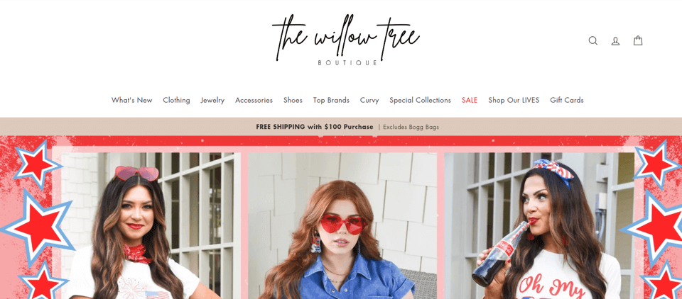 a beautifully-designed boutique website with an eye-catching banner