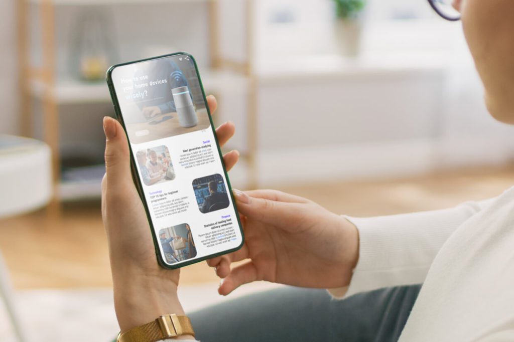 person browsing a responsive page on a mobile device